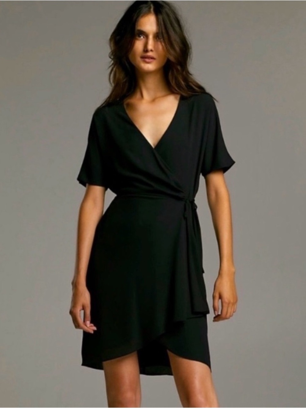 Aritzia Babaton Wallace Black Wrap Mini Dress - Chiffon Size S